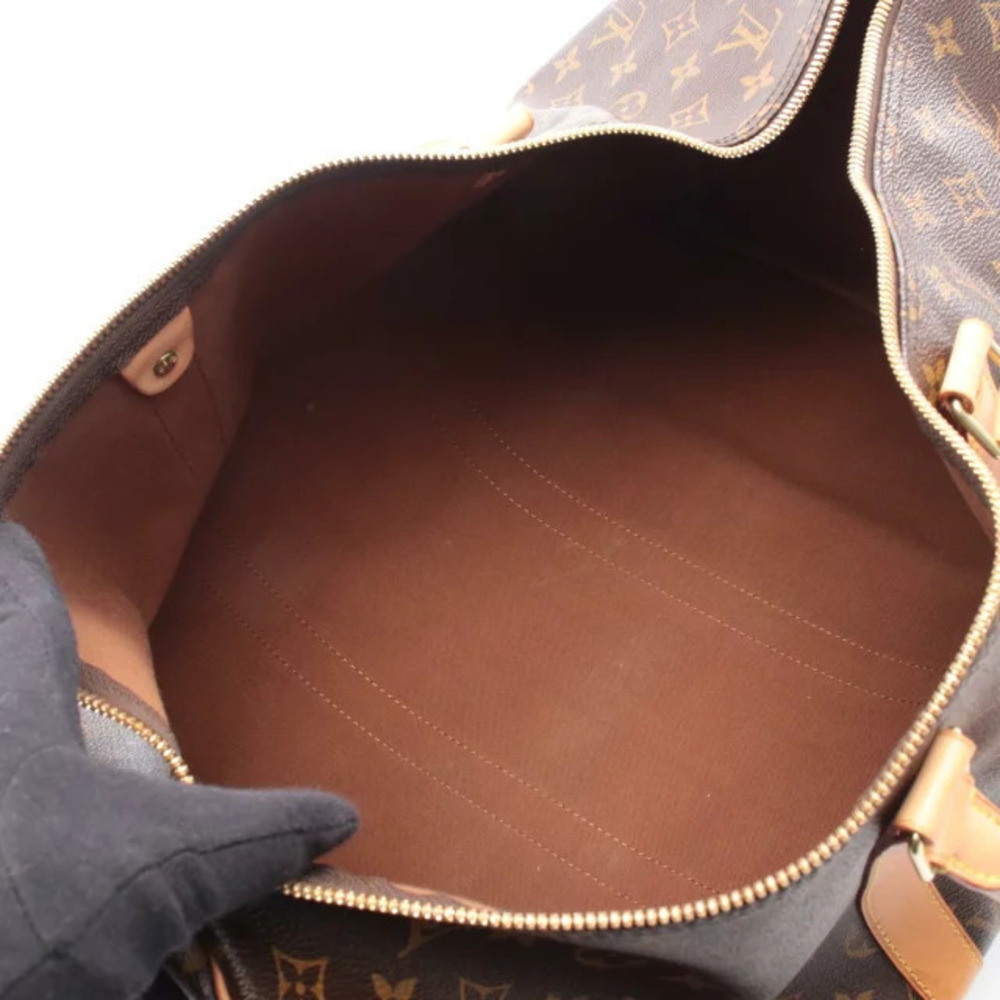 Louis Vuitton Keepall Canvas Boston Brown Bag Monogram Leather - Picture 3 of 8